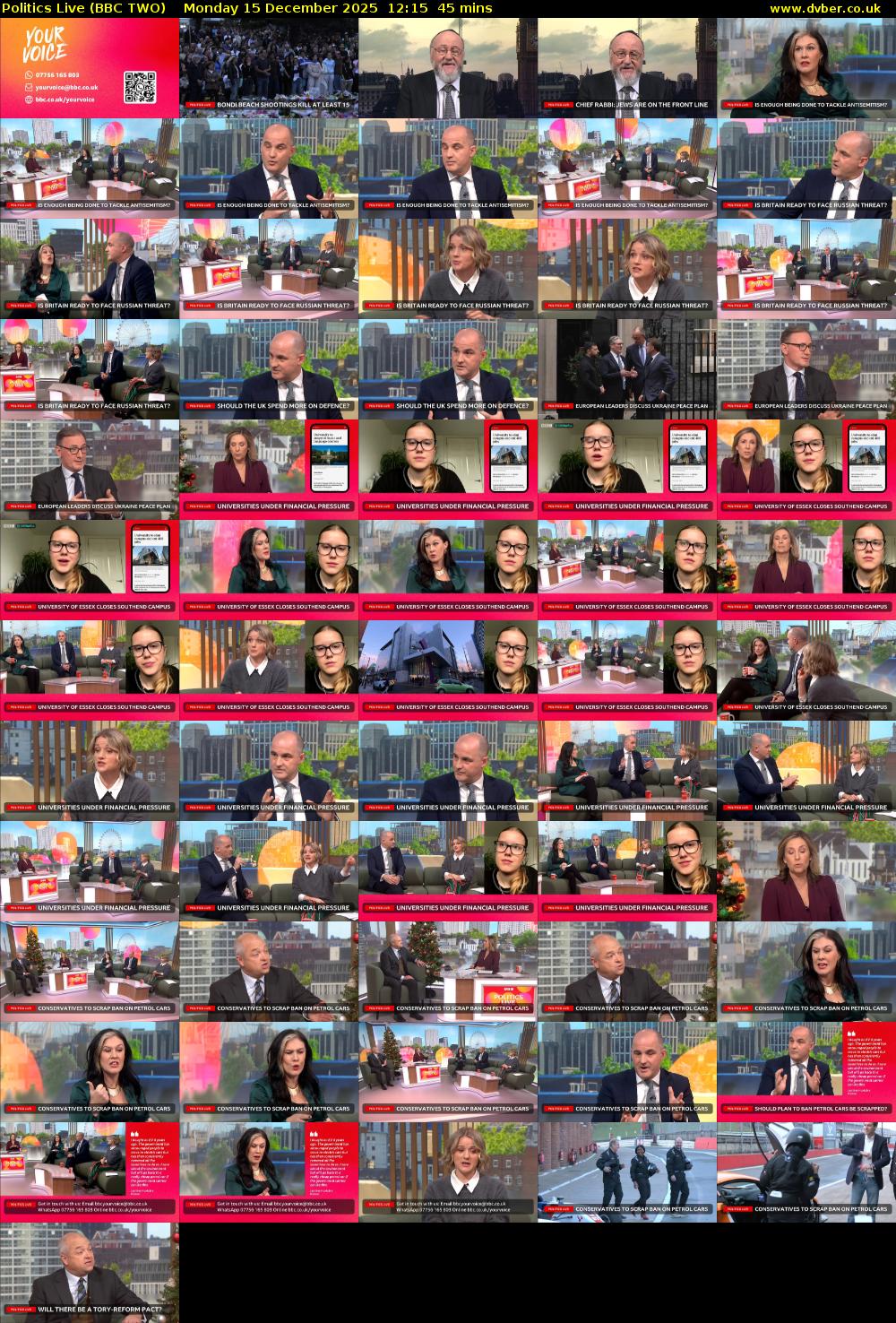 Politics Live (BBC TWO) Monday 15 December 2025 12:15 - 13:00
