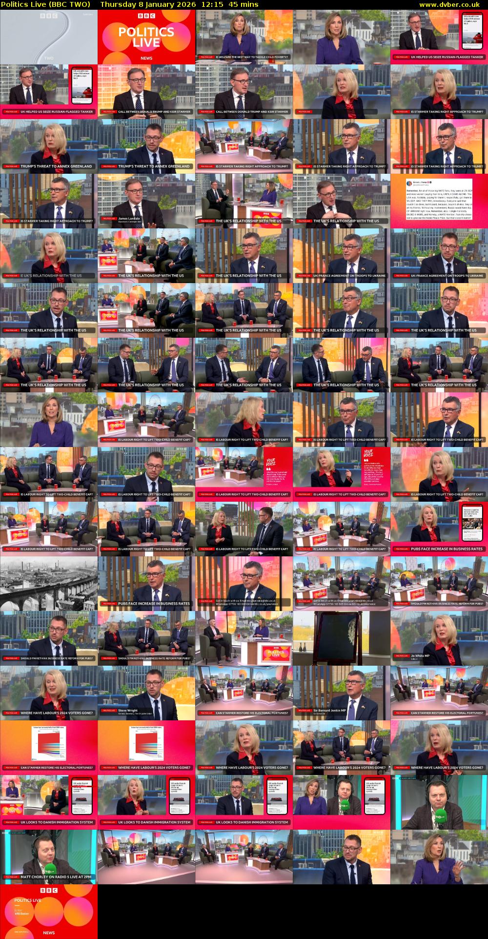 Politics Live (BBC TWO) Thursday 8 January 2026 12:15 - 13:00