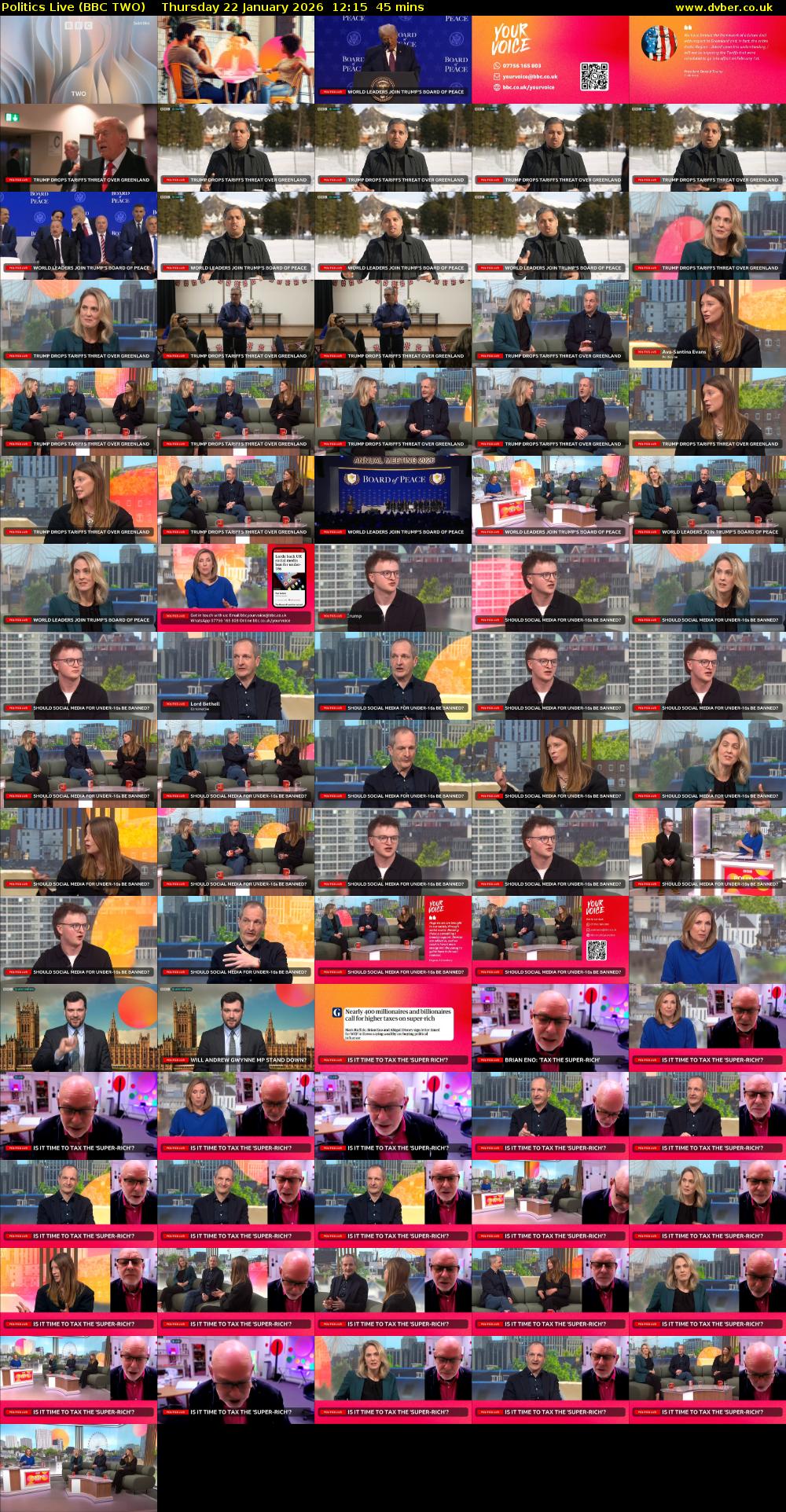 Politics Live (BBC TWO) Thursday 22 January 2026 12:15 - 13:00