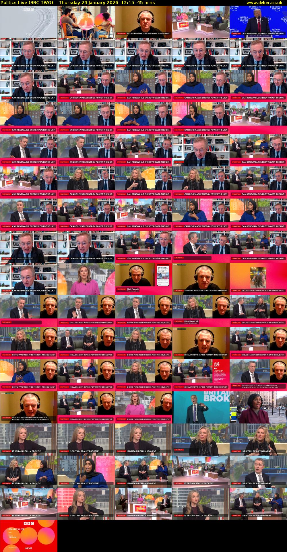 Politics Live (BBC TWO) Thursday 29 January 2026 12:15 - 13:00