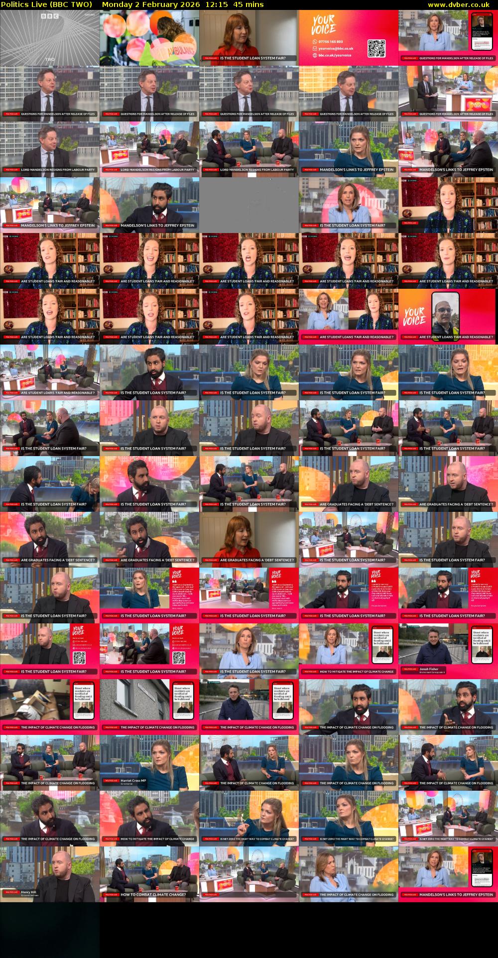 Politics Live (BBC TWO) Monday 2 February 2026 12:15 - 13:00