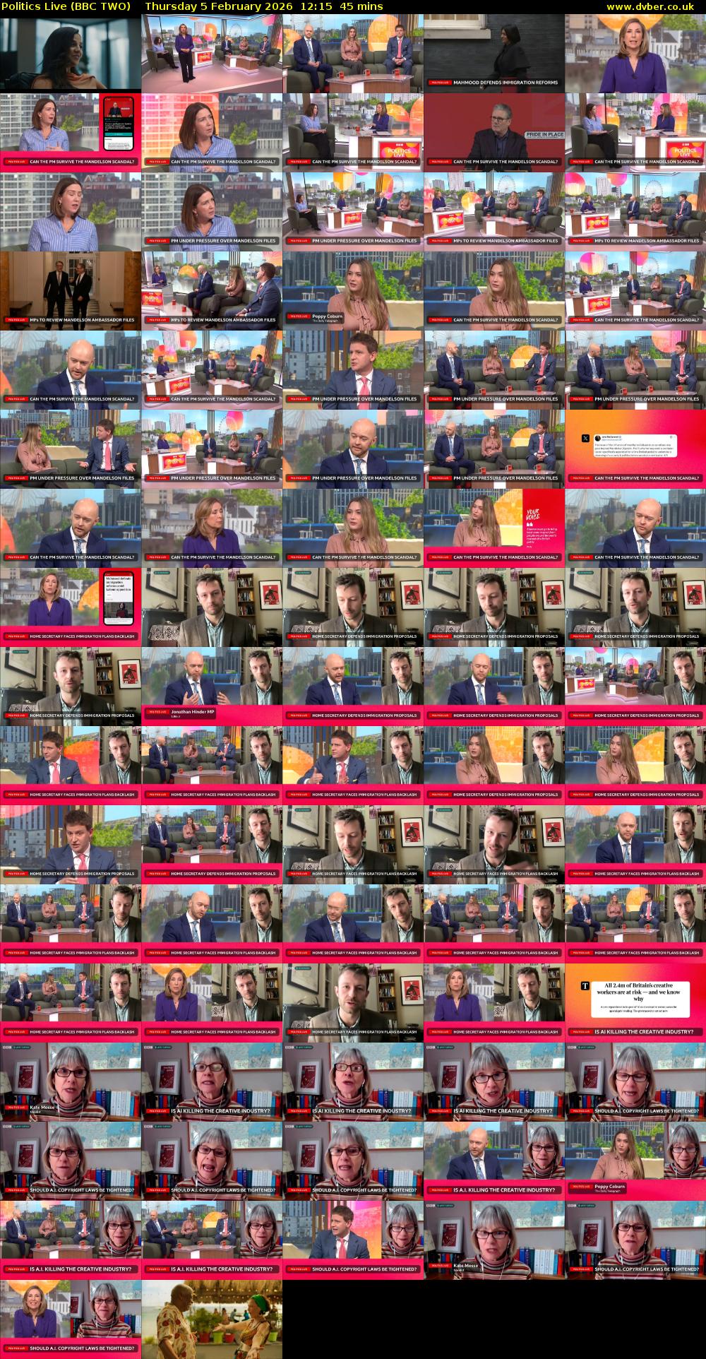 Politics Live (BBC TWO) Thursday 5 February 2026 12:15 - 13:00
