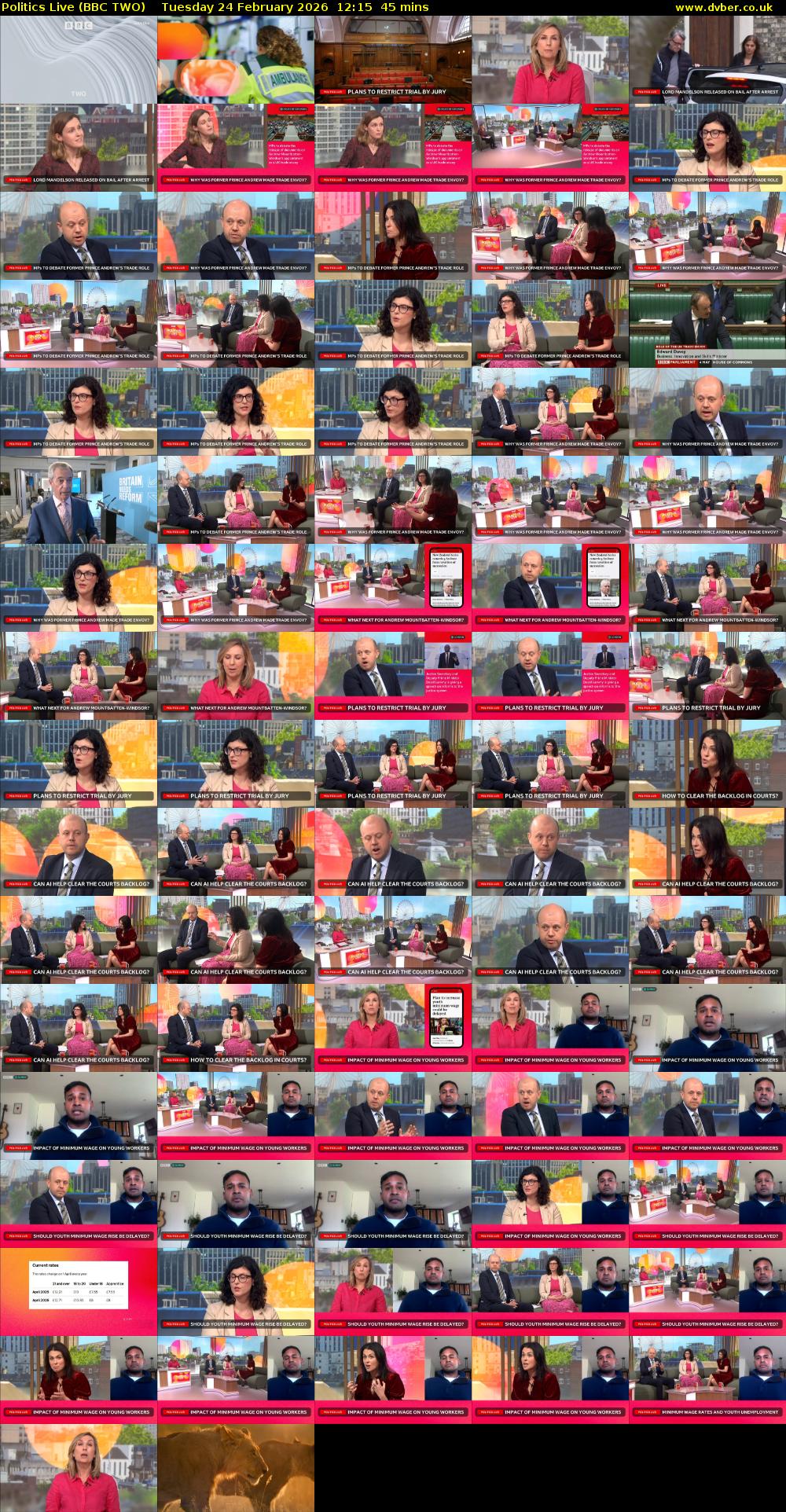 Politics Live (BBC TWO) Tuesday 24 February 2026 12:15 - 13:00
