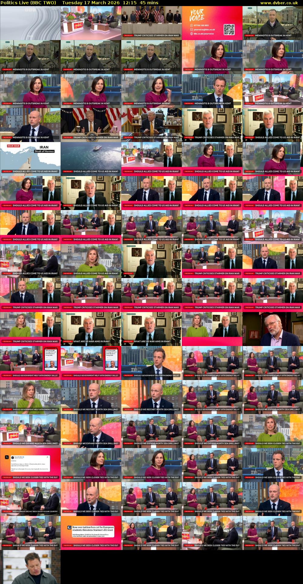 Politics Live (BBC TWO) Tuesday 17 March 2026 12:15 - 13:00