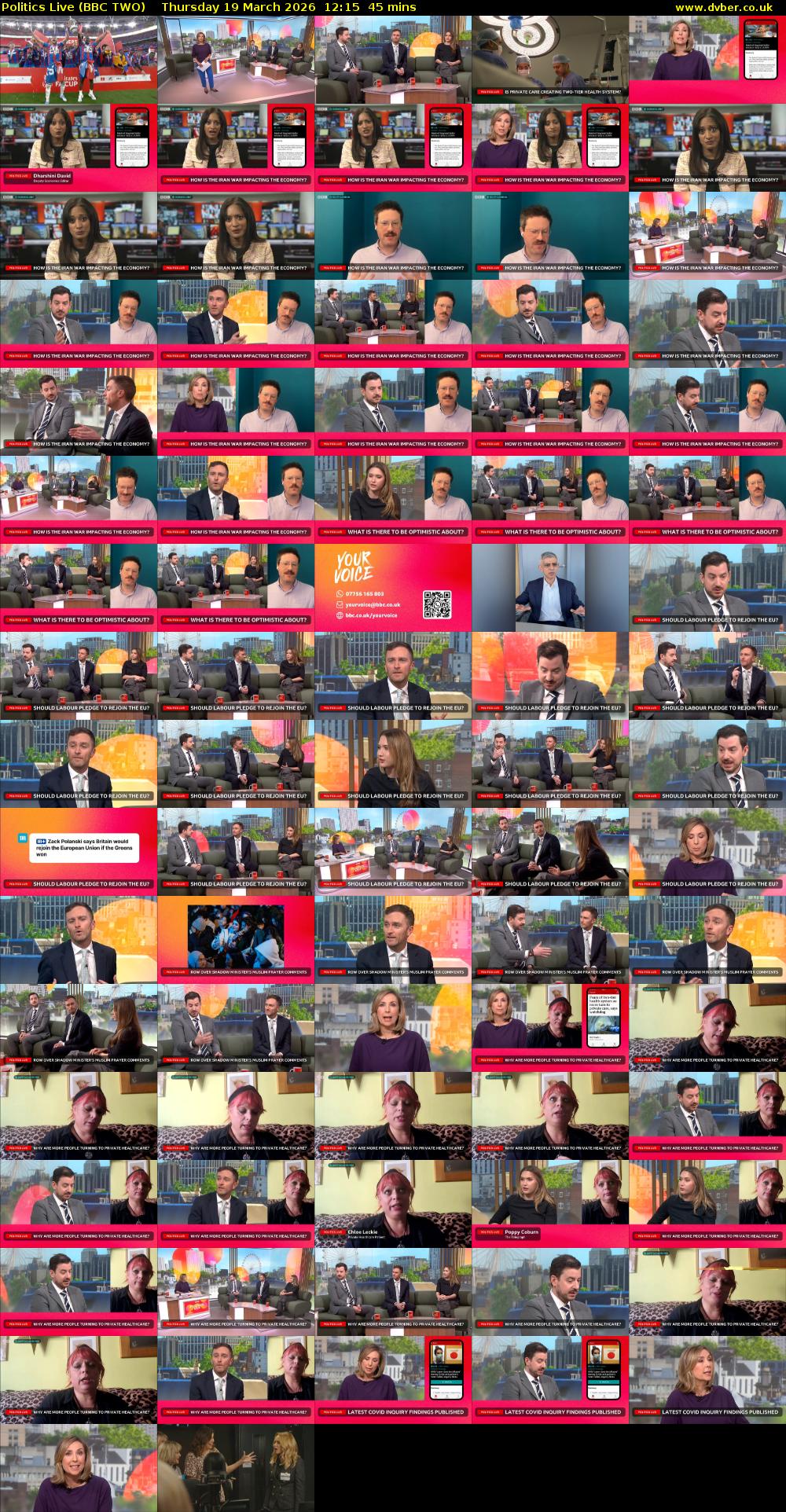 Politics Live (BBC TWO) Thursday 19 March 2026 12:15 - 13:00