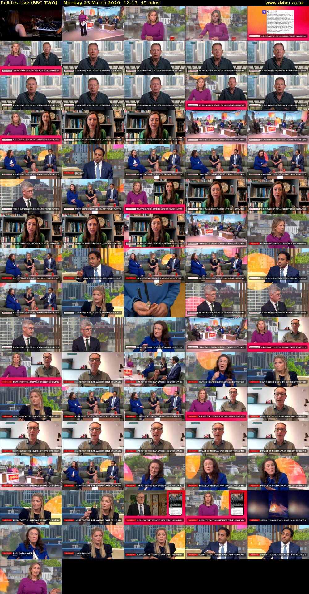 Politics Live (BBC TWO) Monday 23 March 2026 12:15 - 13:00