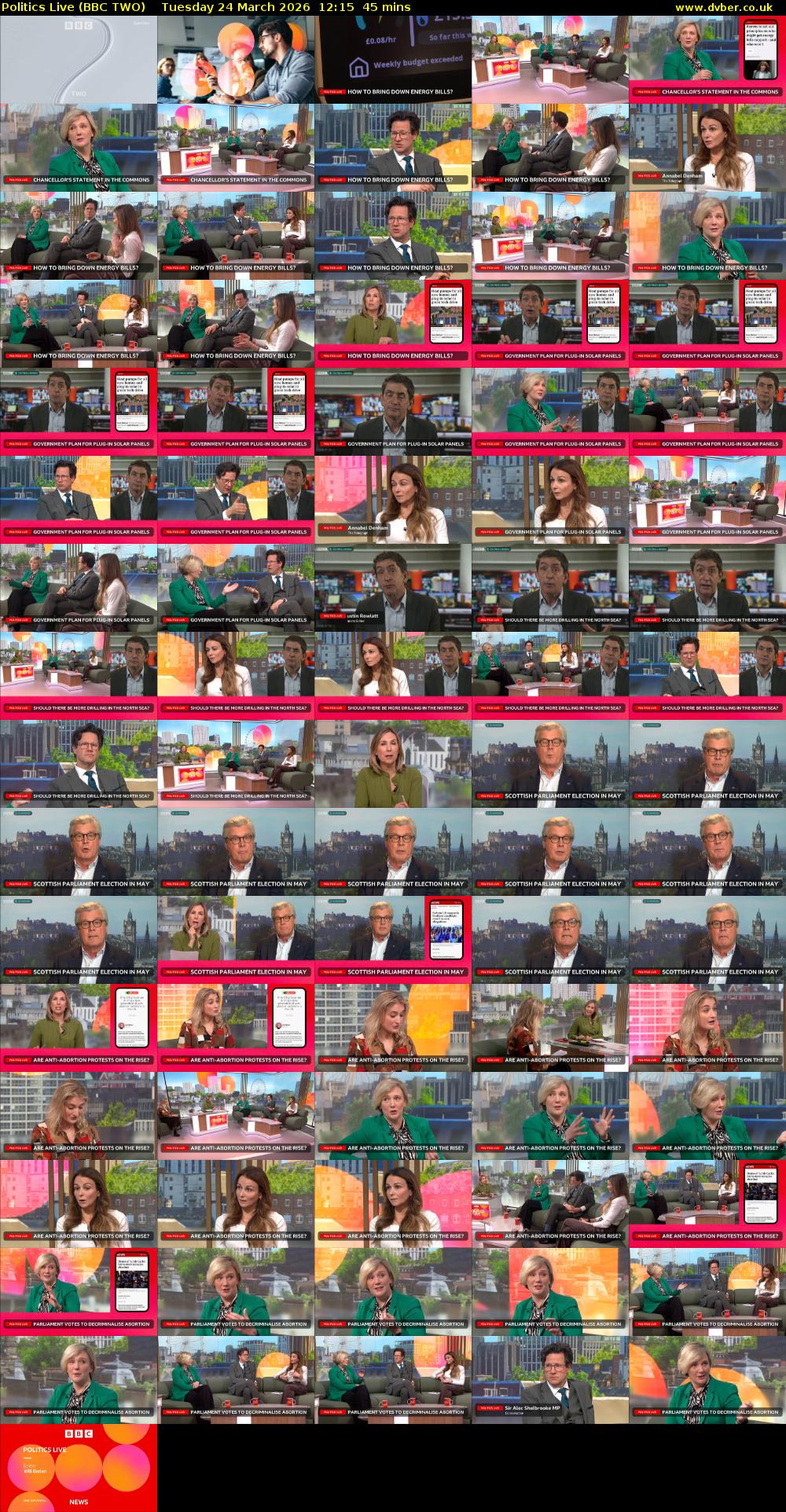 Politics Live (BBC TWO) Tuesday 24 March 2026 12:15 - 13:00