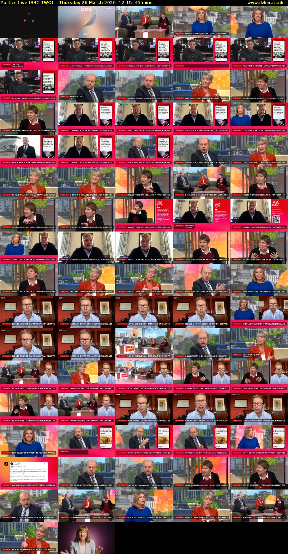 Politics Live (BBC TWO) Thursday 26 March 2026 12:15 - 13:00