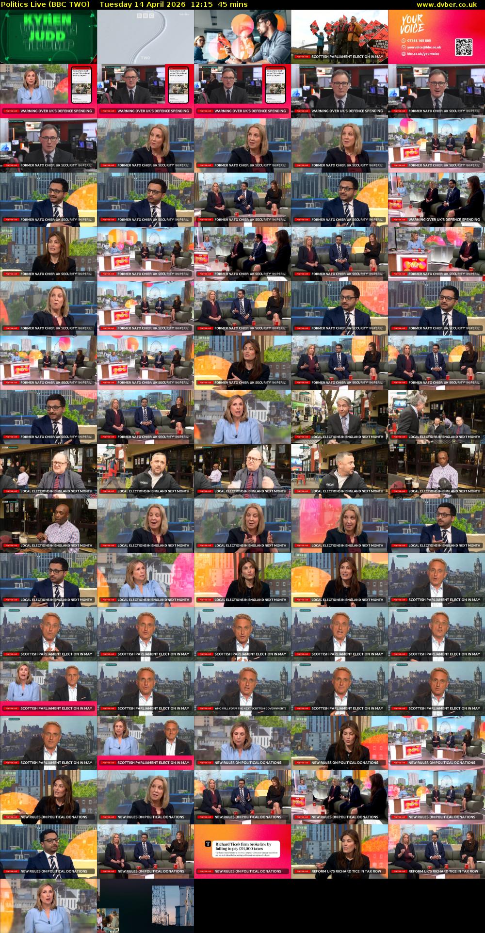 Politics Live (BBC TWO) Tuesday 14 April 2026 12:15 - 13:00