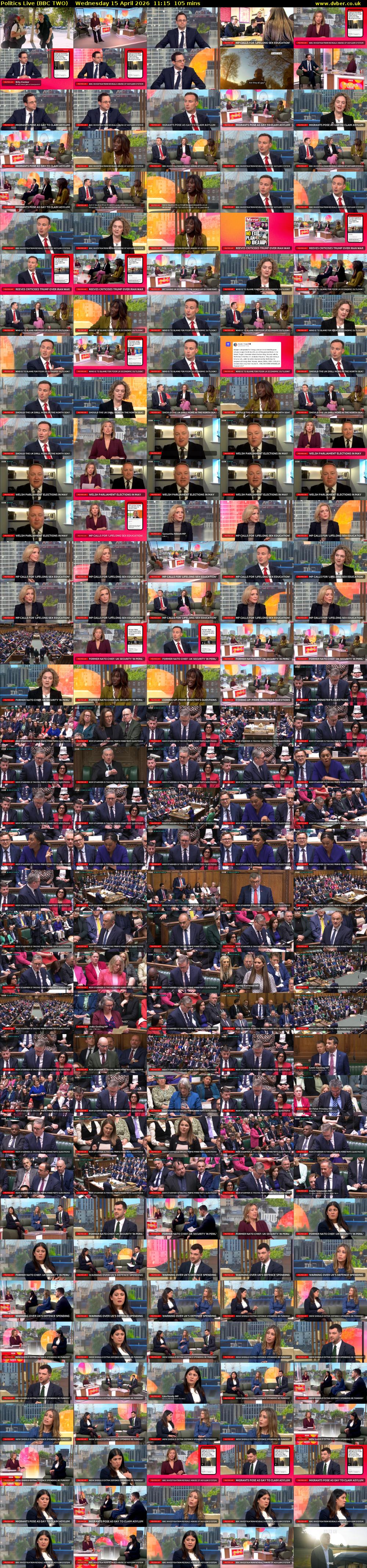 Politics Live (BBC TWO) Wednesday 15 April 2026 11:15 - 13:00