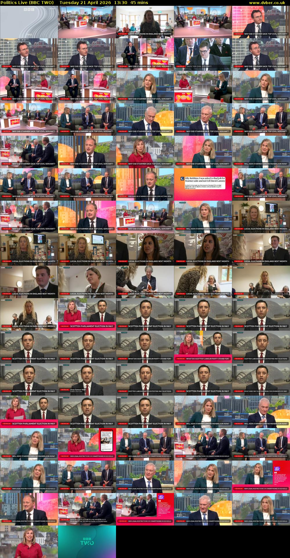 Politics Live (BBC TWO) Tuesday 21 April 2026 13:30 - 14:15