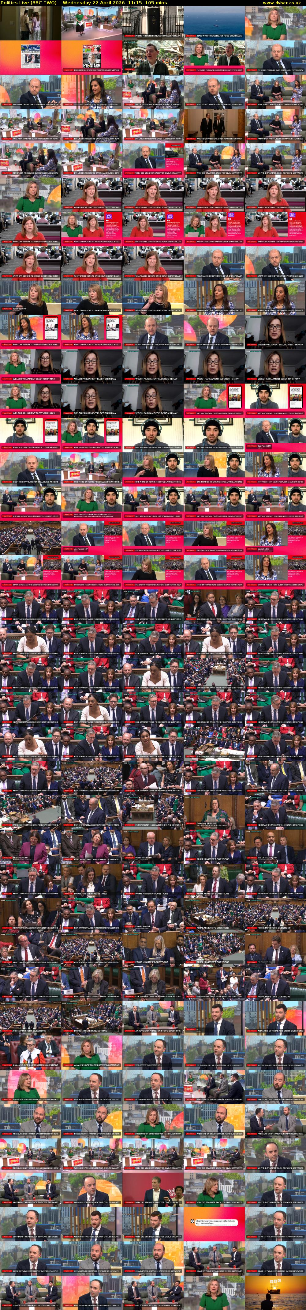 Politics Live (BBC TWO) Wednesday 22 April 2026 11:15 - 13:00