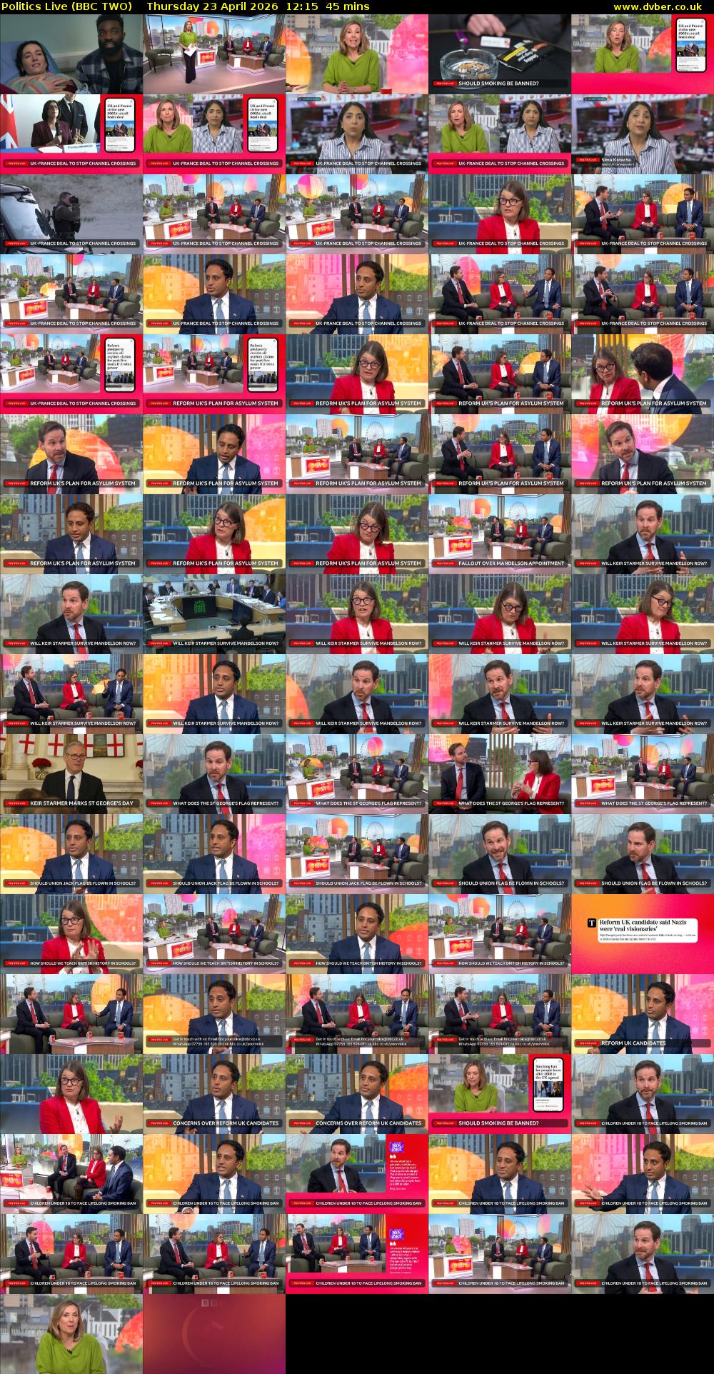 Politics Live (BBC TWO) Thursday 23 April 2026 12:15 - 13:00