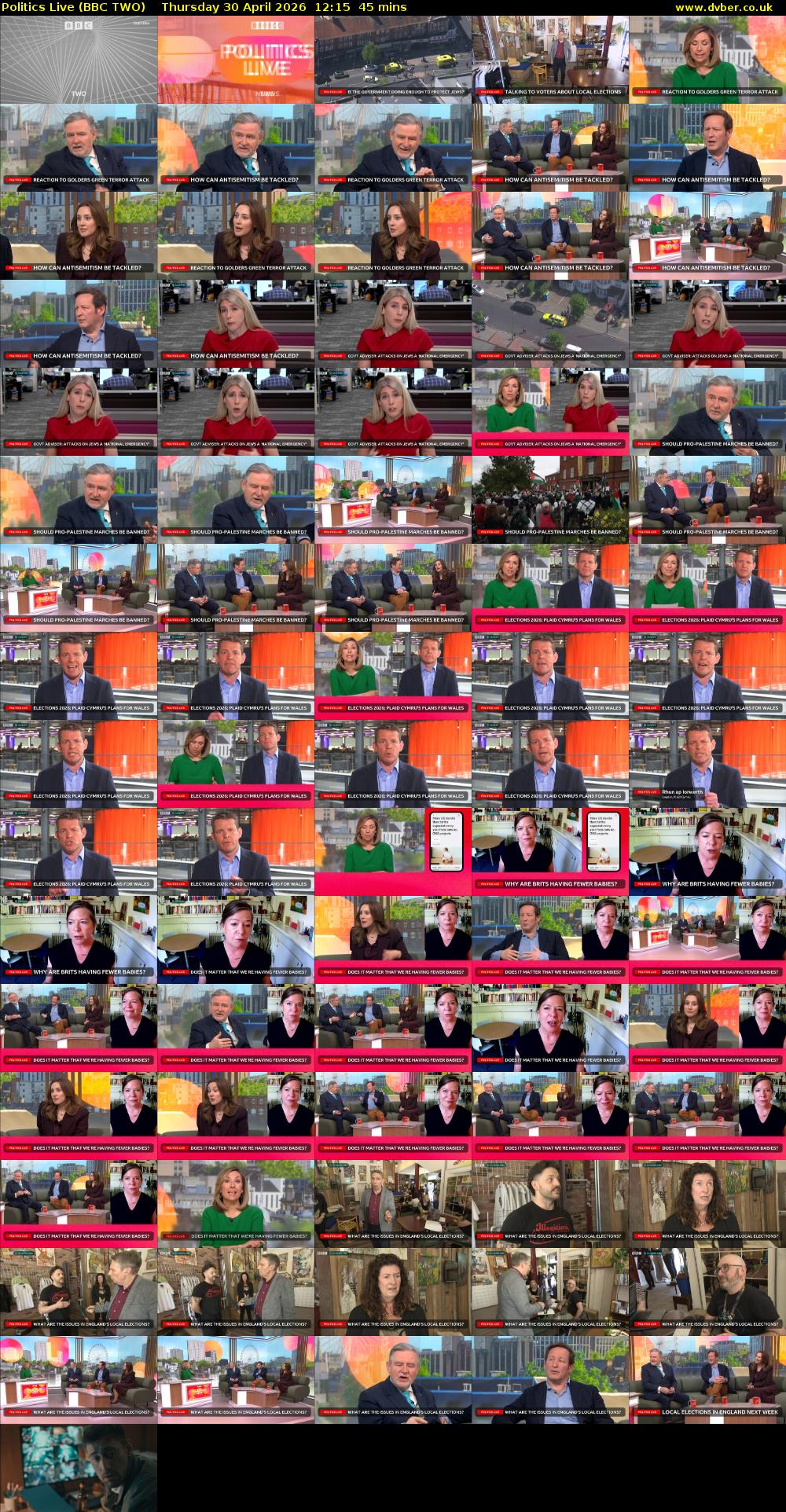 Politics Live (BBC TWO) Thursday 30 April 2026 12:15 - 13:00