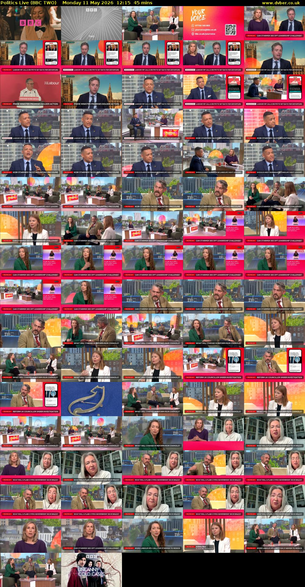 Politics Live (BBC TWO) Monday 11 May 2026 12:15 - 13:00
