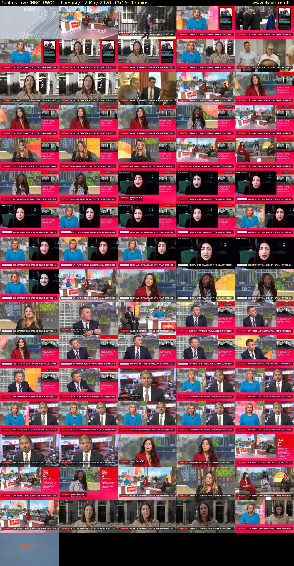 Politics Live (BBC TWO) Tuesday 12 May 2026 12:15 - 13:00