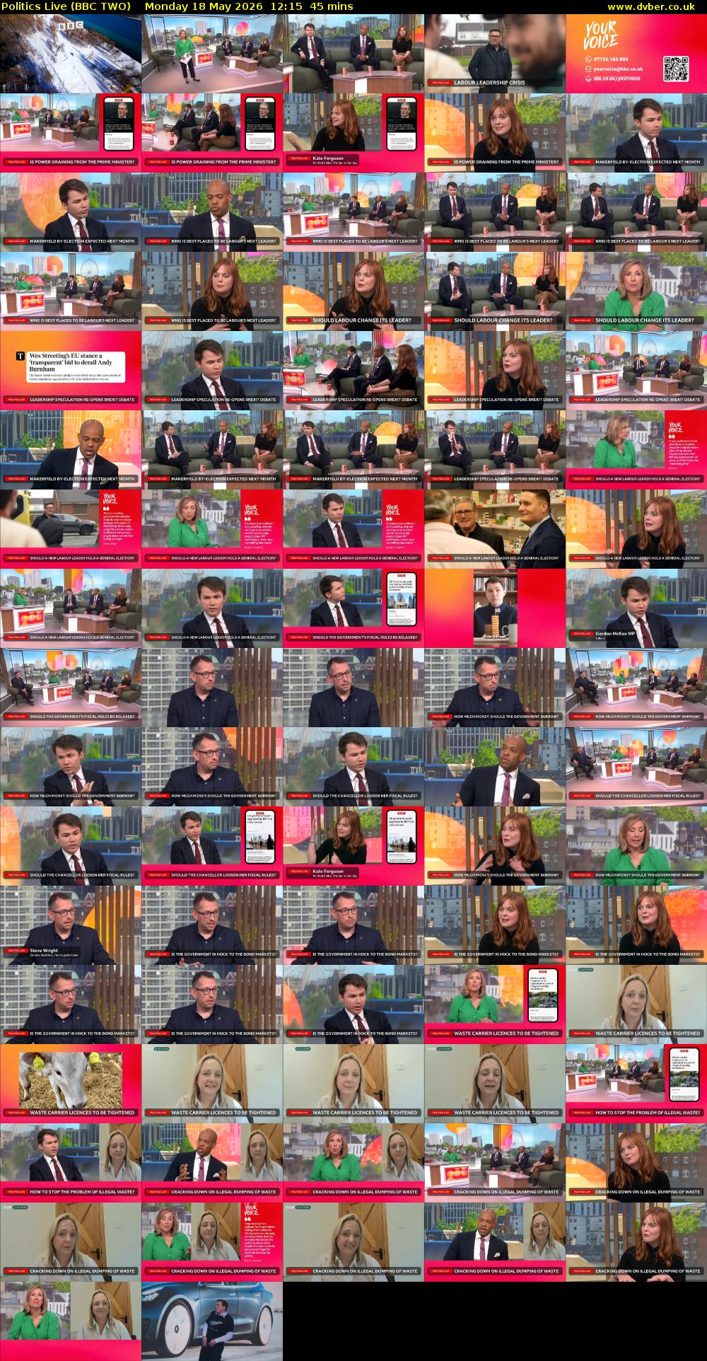 Politics Live (BBC TWO) Monday 18 May 2026 12:15 - 13:00