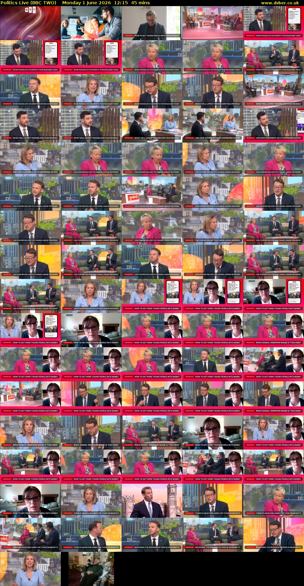Politics Live (BBC TWO) Monday 1 June 2026 12:15 - 13:00