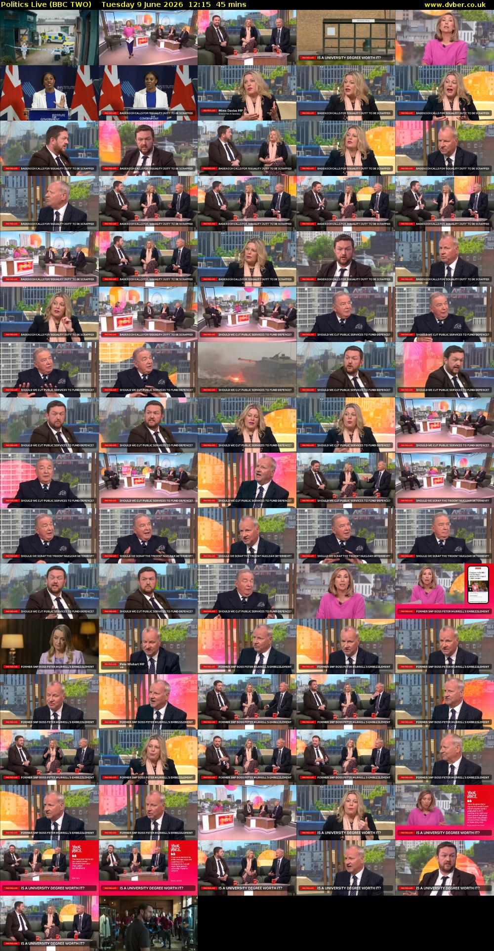 Politics Live (BBC TWO) Tuesday 9 June 2026 12:15 - 13:00