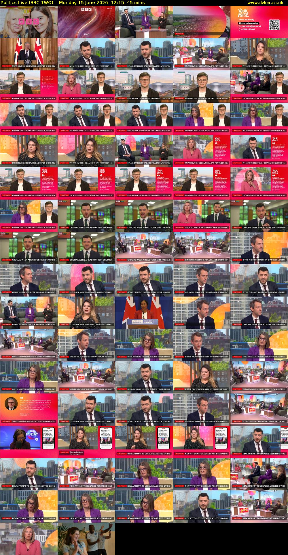 Politics Live (BBC TWO) Monday 15 June 2026 12:15 - 13:00