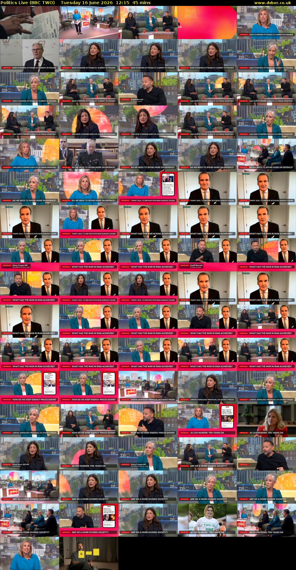 Politics Live (BBC TWO) Tuesday 16 June 2026 12:15 - 13:00