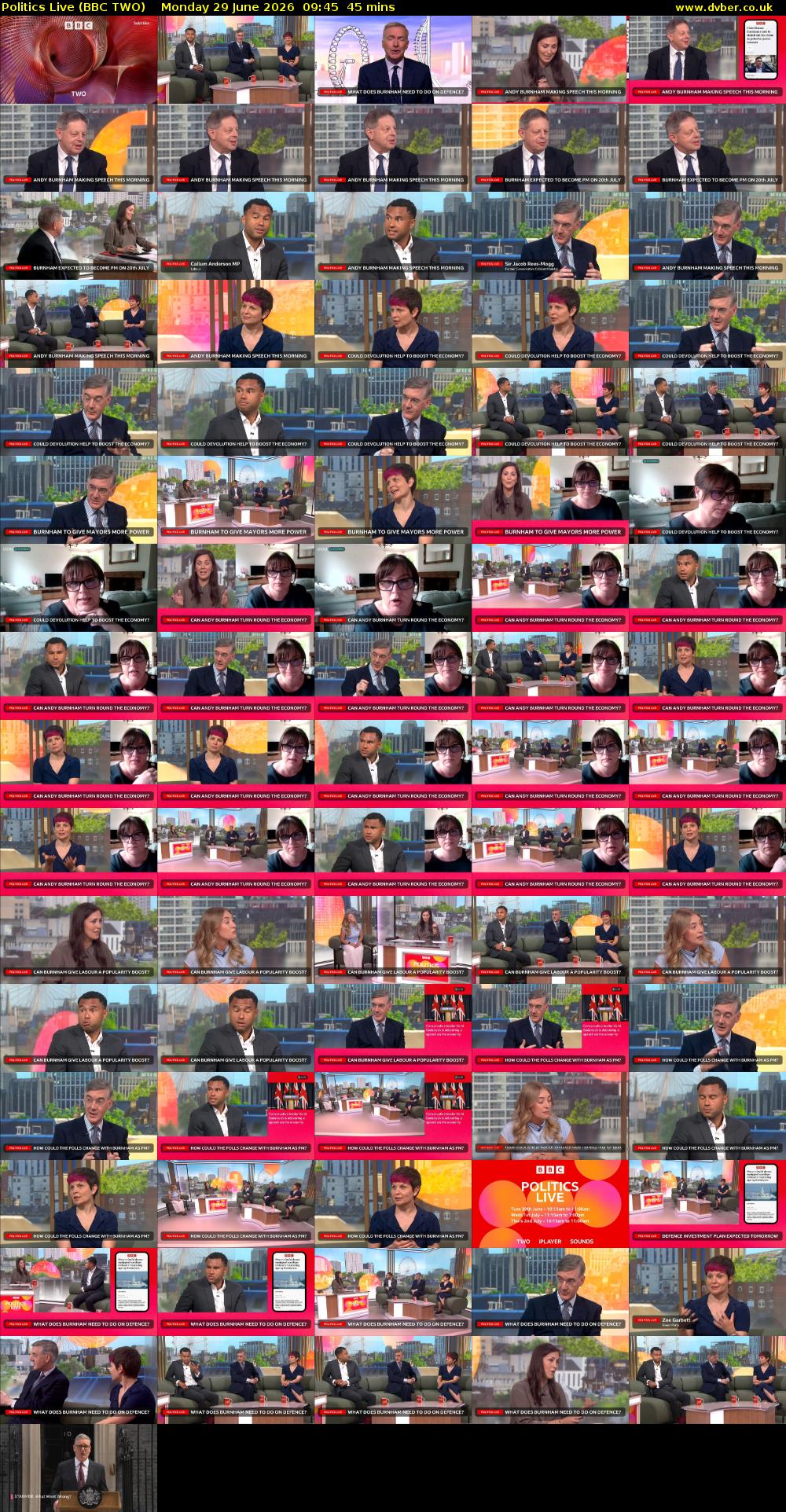 Politics Live (BBC TWO) Monday 29 June 2026 09:45 - 10:30