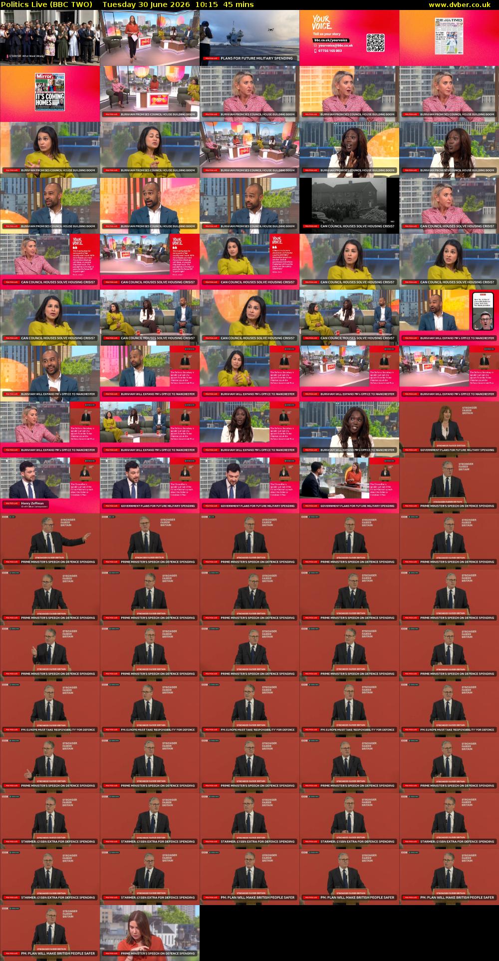 Politics Live (BBC TWO) Tuesday 30 June 2026 10:15 - 11:00