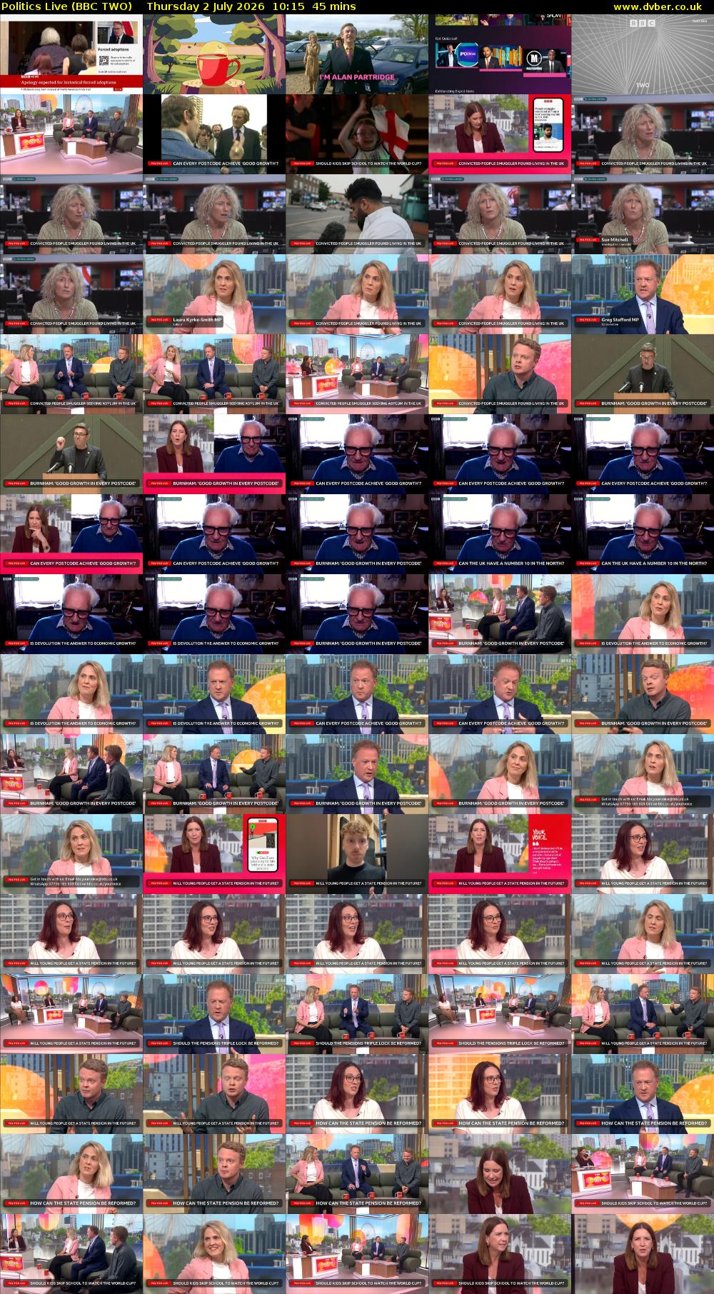 Politics Live (BBC TWO) Thursday 2 July 2026 10:15 - 11:00