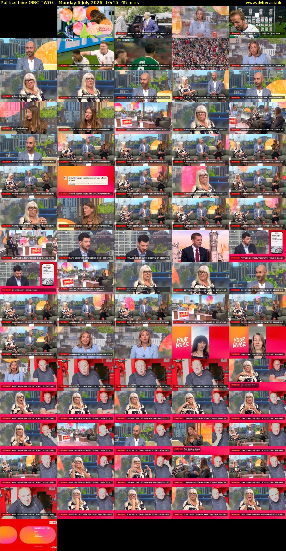 Politics Live (BBC TWO) Monday 6 July 2026 10:15 - 11:00