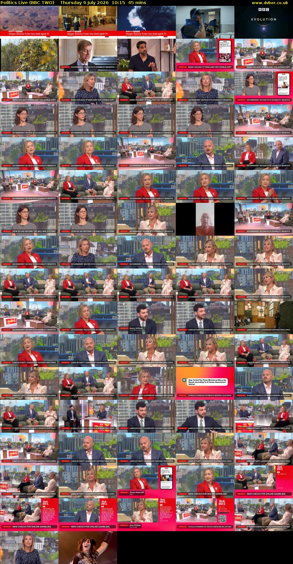 Politics Live (BBC TWO) Thursday 9 July 2026 10:15 - 11:00