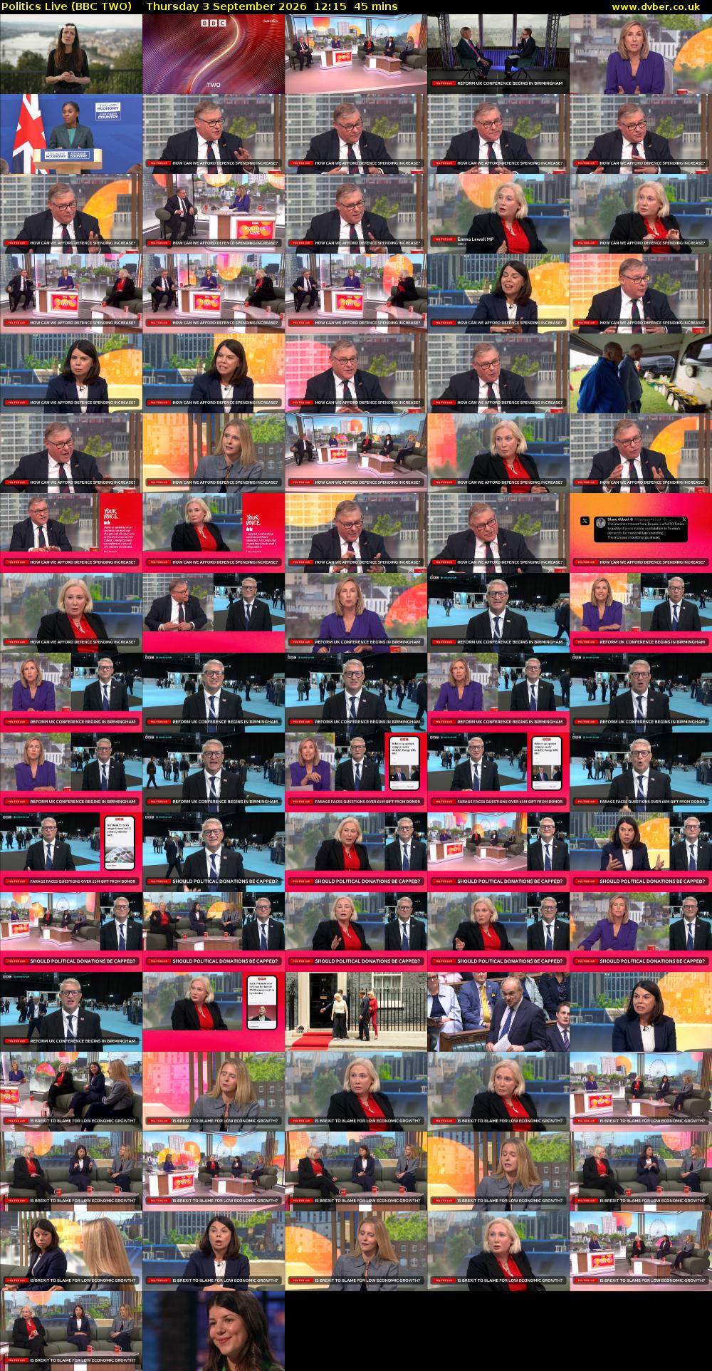 Politics Live (BBC TWO) Thursday 3 September 2026 12:15 - 13:00
