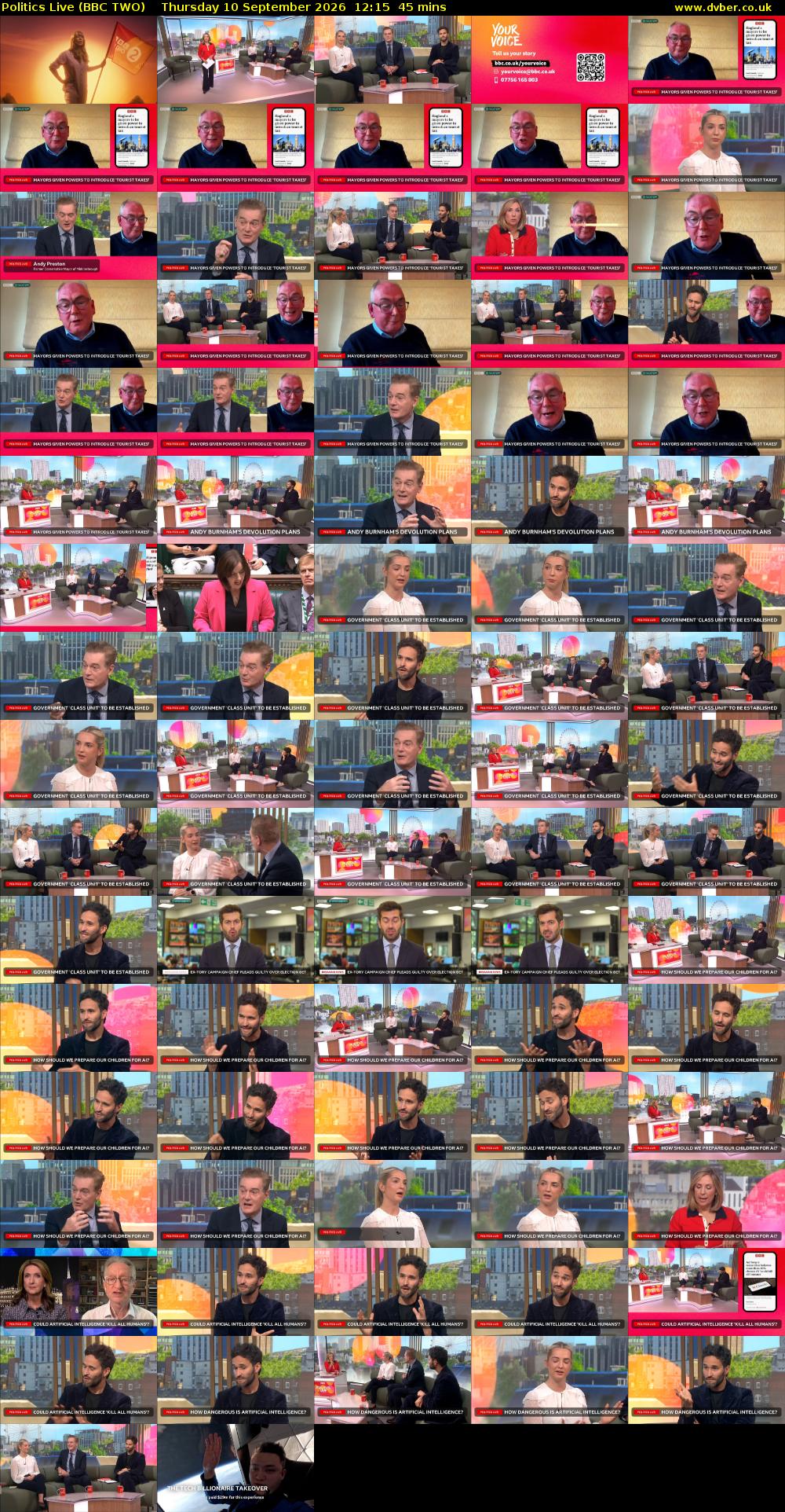 Politics Live (BBC TWO) Thursday 10 September 2026 12:15 - 13:00