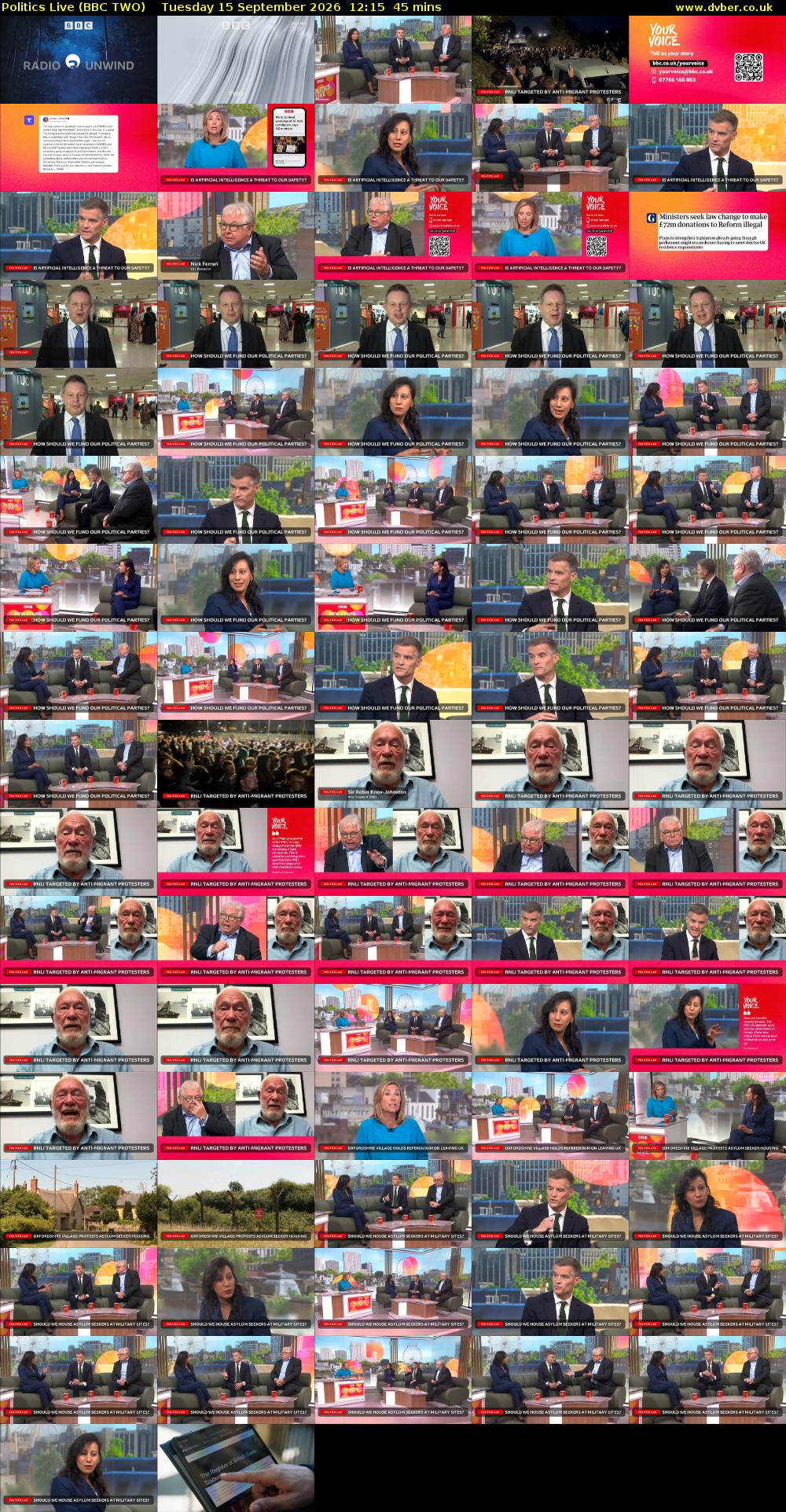 Politics Live (BBC TWO) Tuesday 15 September 2026 12:15 - 13:00