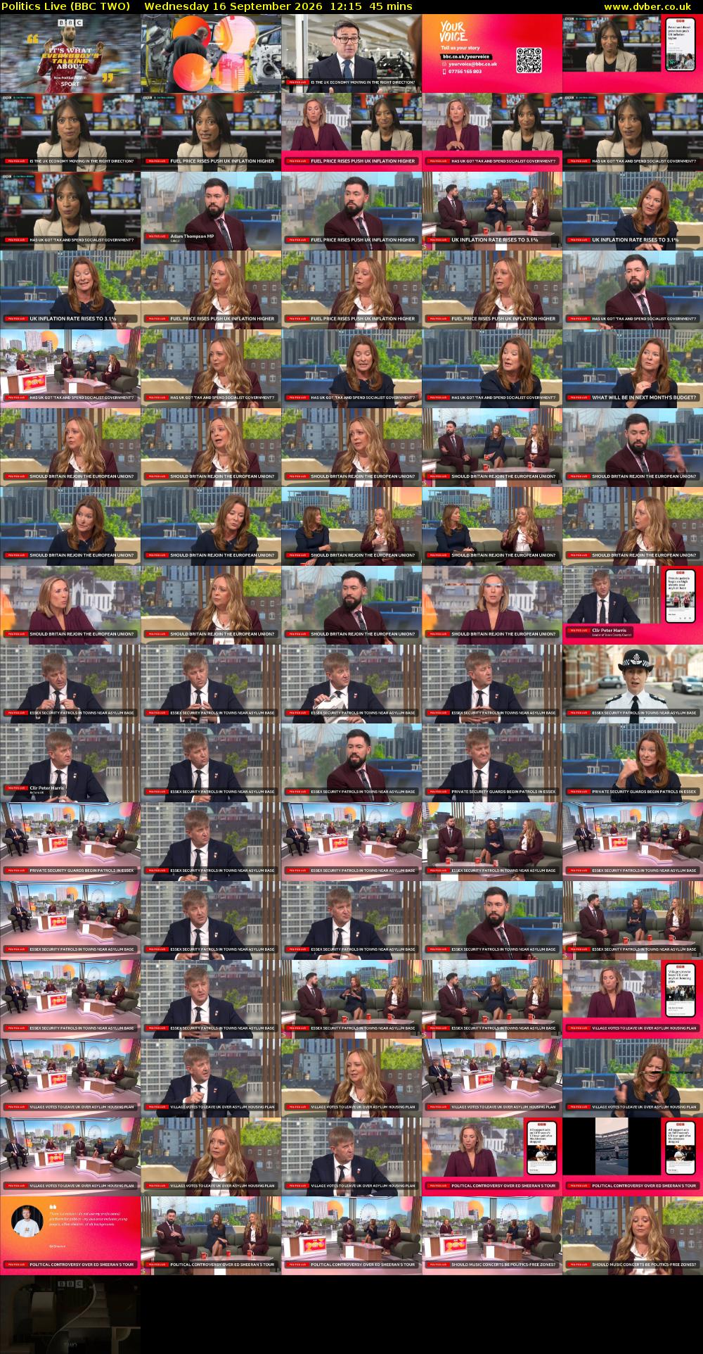 Politics Live (BBC TWO) Wednesday 16 September 2026 12:15 - 13:00