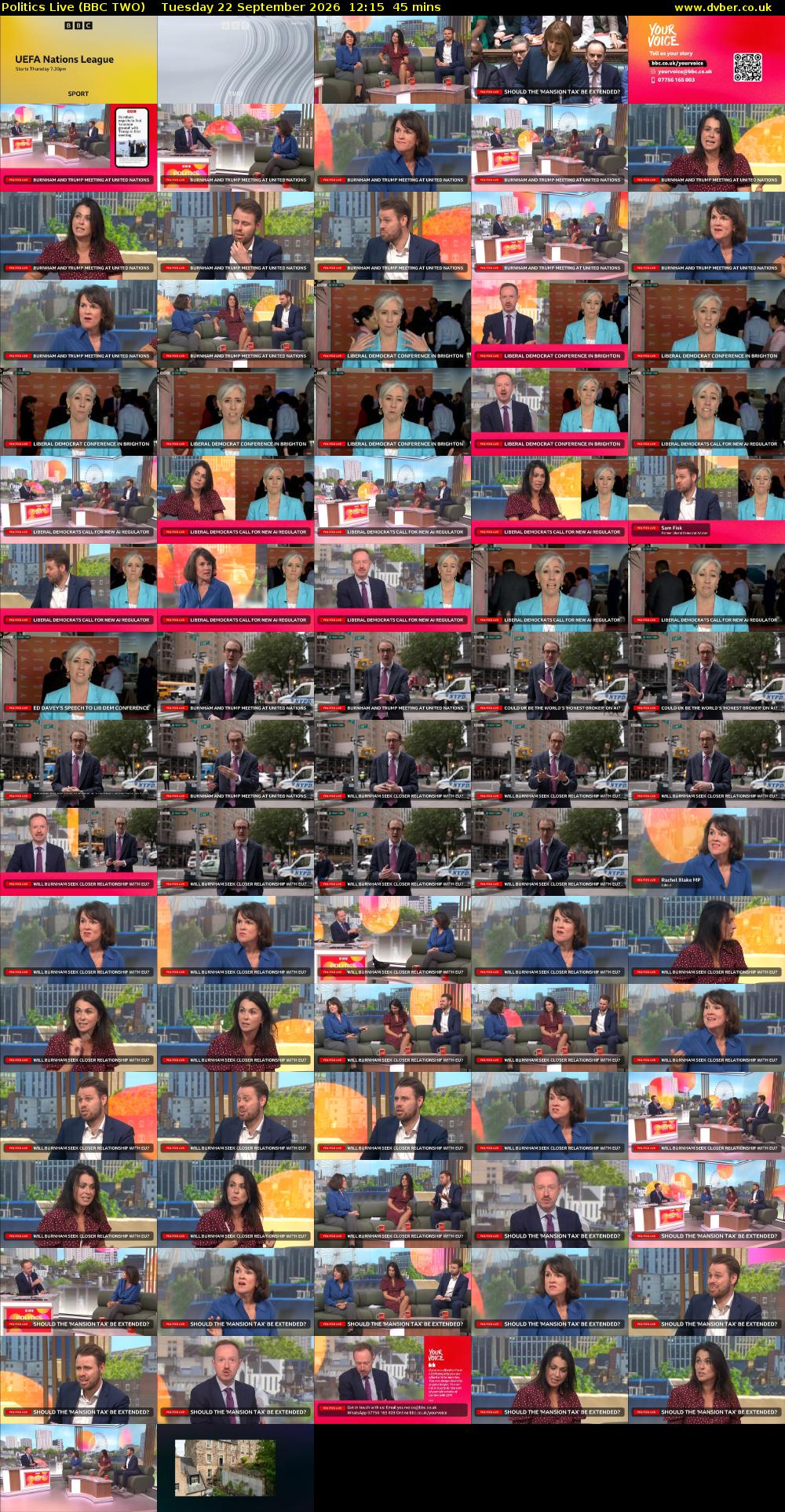 Politics Live (BBC TWO) Tuesday 22 September 2026 12:15 - 13:00