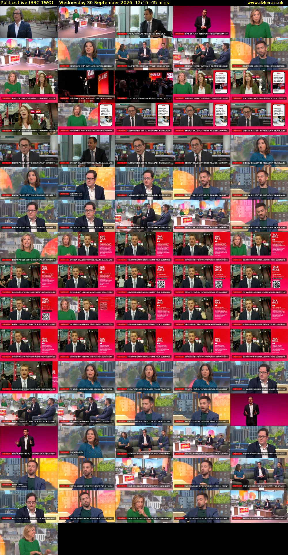 Politics Live (BBC TWO) Wednesday 30 September 2026 12:15 - 13:00