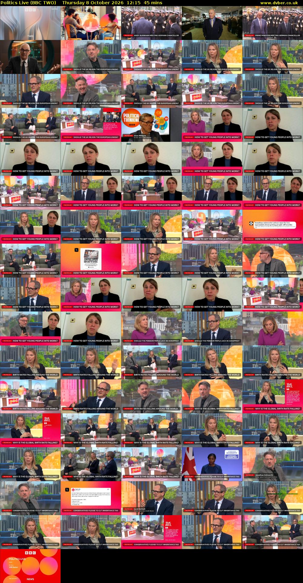 Politics Live (BBC TWO) Thursday 8 October 2026 12:15 - 13:00