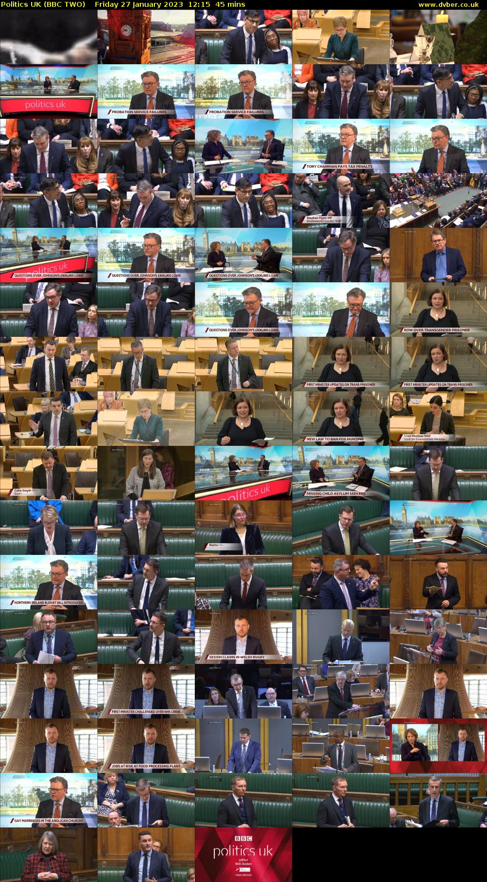 Politics UK (BBC TWO) Friday 27 January 2023 12:15 - 13:00