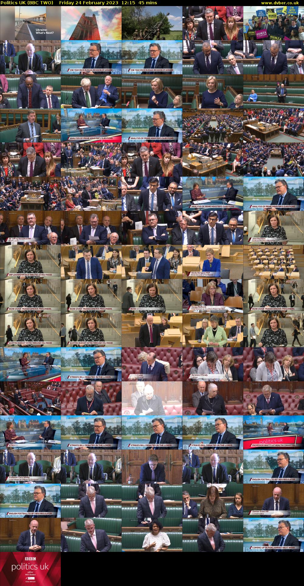 Politics UK (BBC TWO) Friday 24 February 2023 12:15 - 13:00