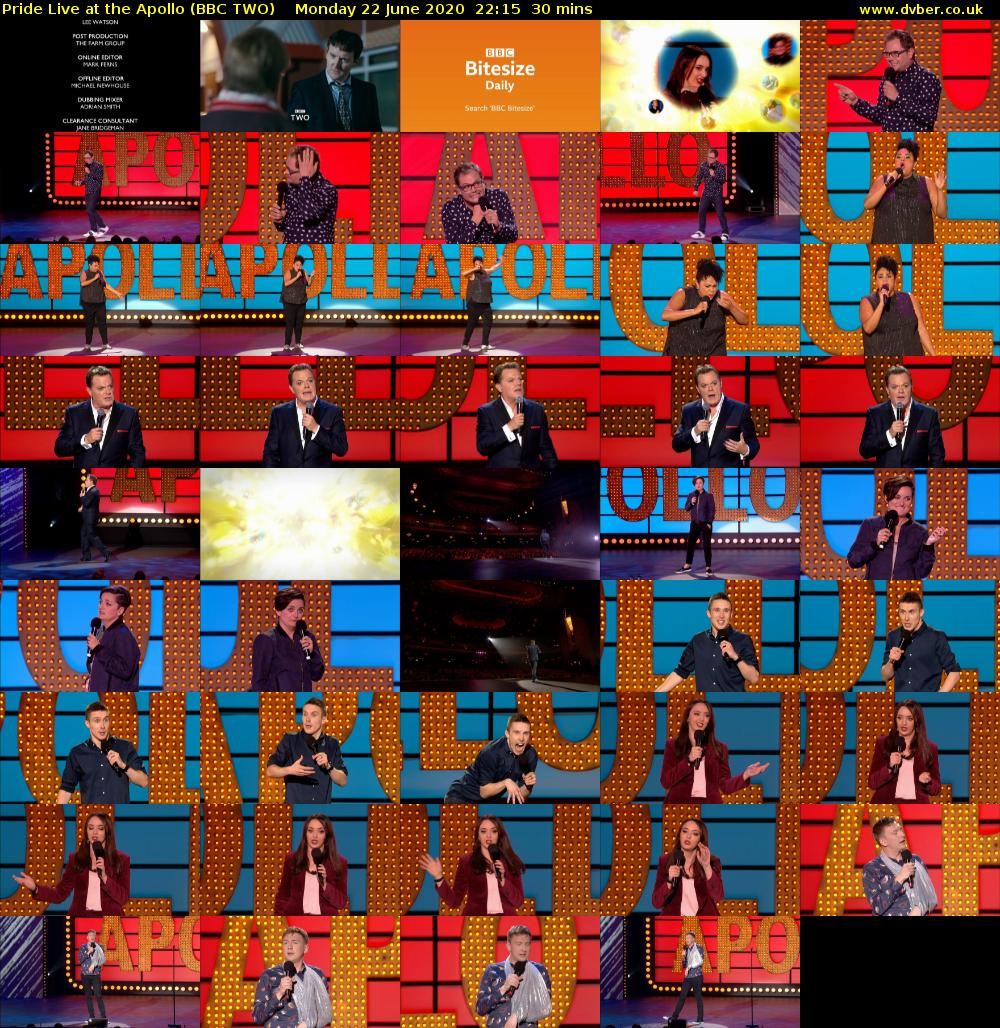 Pride Live at the Apollo (BBC TWO) Monday 22 June 2020 22:15 - 22:45