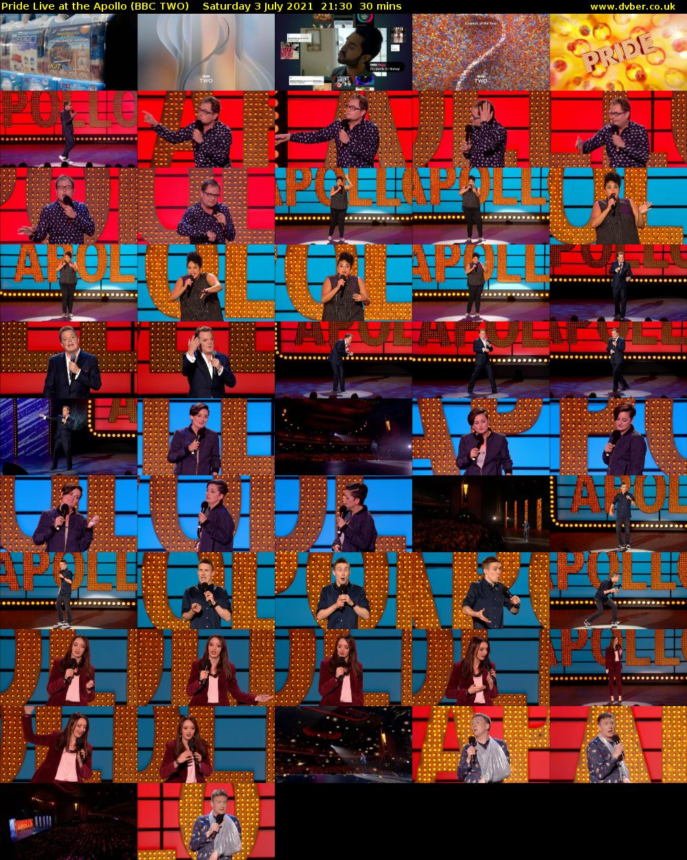 Pride Live at the Apollo (BBC TWO) Saturday 3 July 2021 21:30 - 22:00