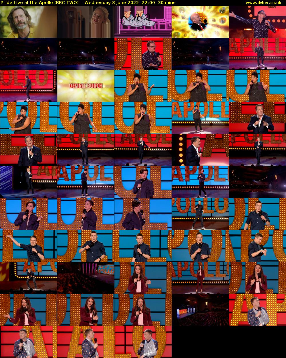 Pride Live at the Apollo (BBC TWO) Wednesday 8 June 2022 22:00 - 22:30