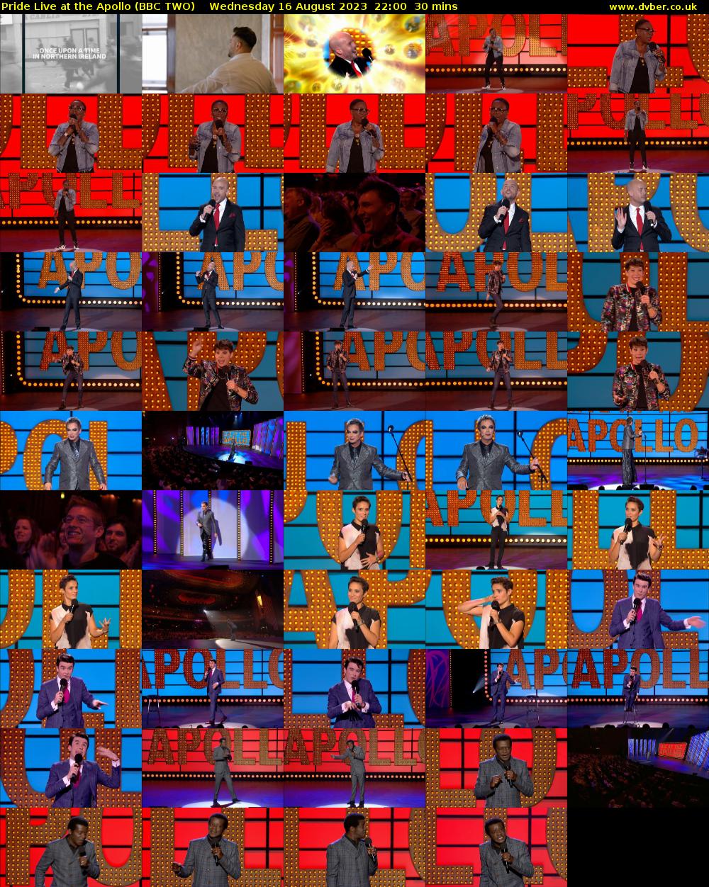 Pride Live at the Apollo (BBC TWO) Wednesday 16 August 2023 22:00 - 22:30