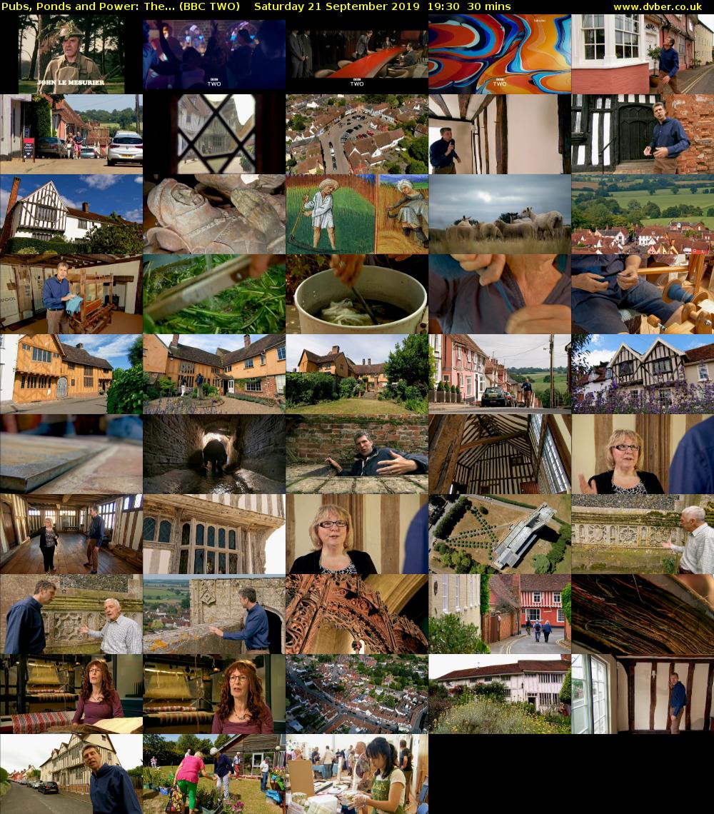 Pubs, Ponds and Power: The... (BBC TWO) Saturday 21 September 2019 19:30 - 20:00