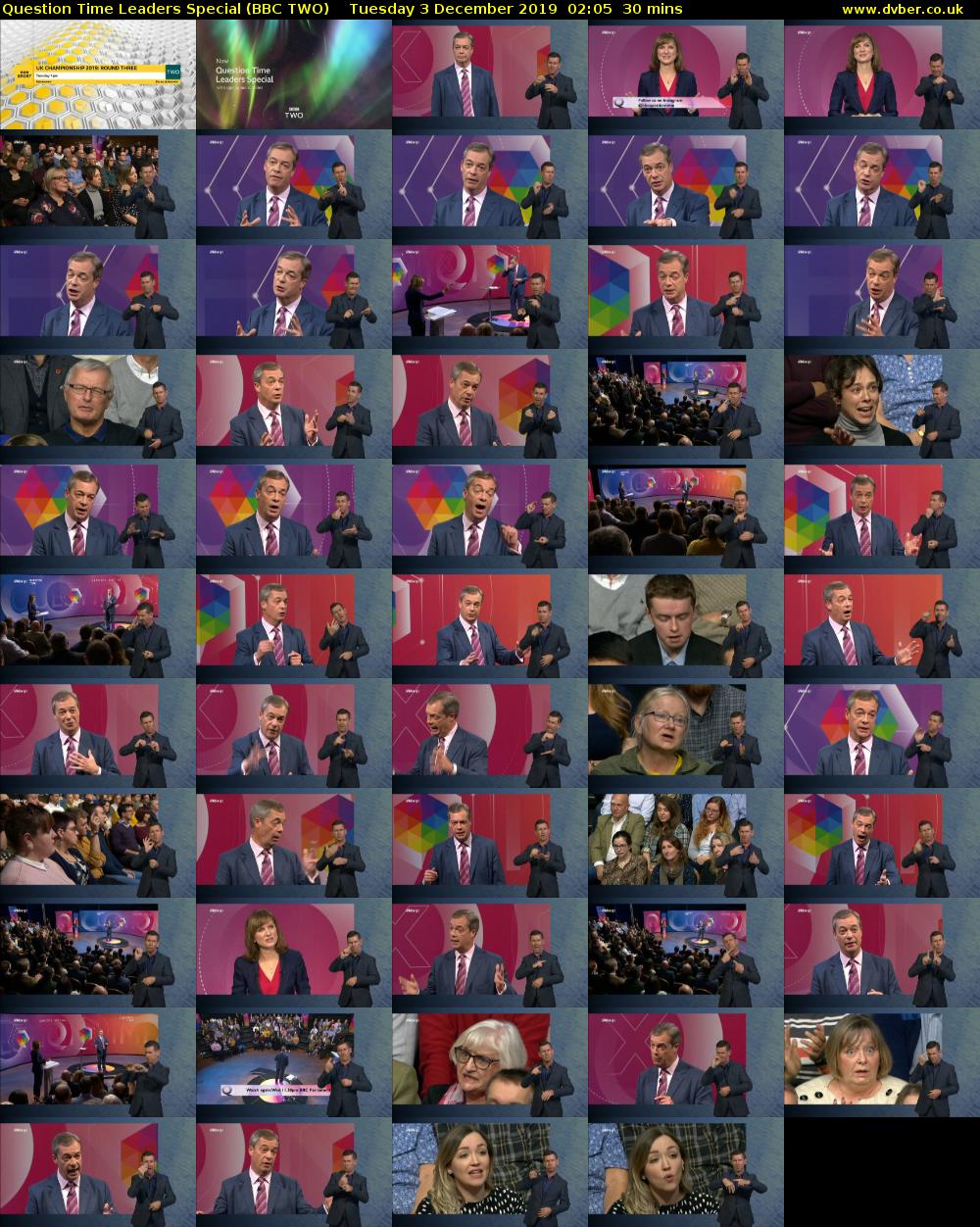 Question Time Leaders Special (BBC TWO) Tuesday 3 December 2019 02:05 - 02:35