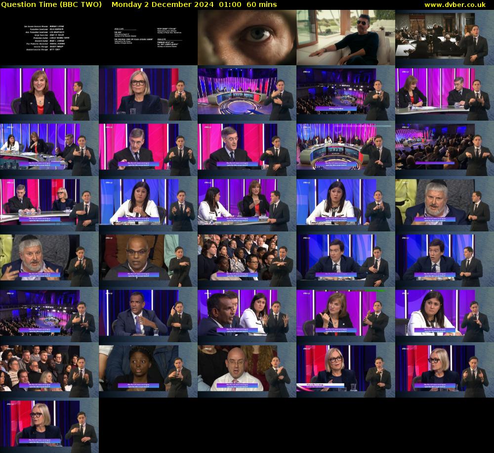 Question Time (BBC TWO) Monday 2 December 2024 01:00 - 02:00