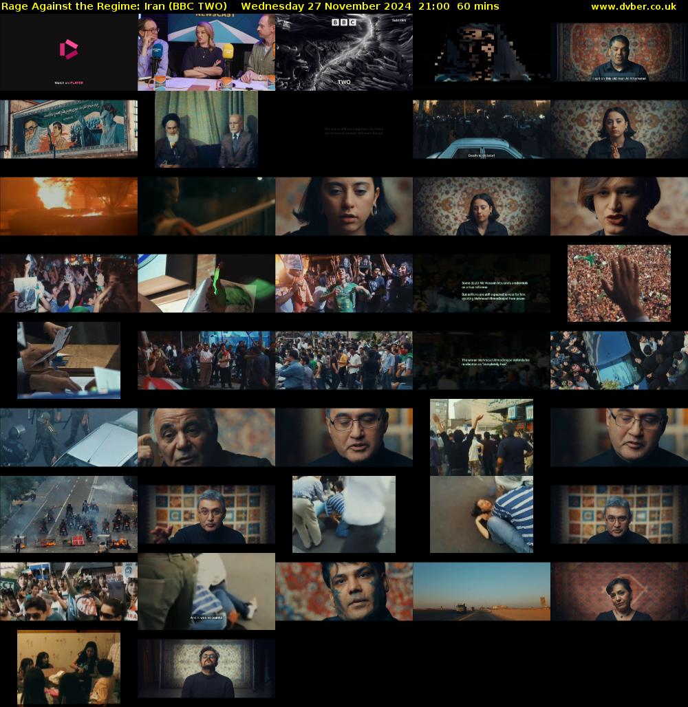 Rage Against the Regime: Iran (BBC TWO) Wednesday 27 November 2024 21:00 - 22:00