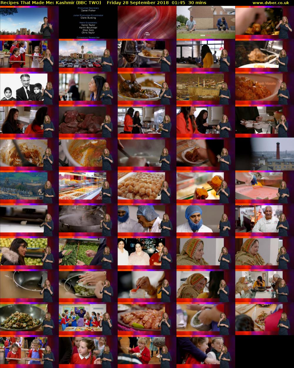 Recipes That Made Me: Kashmir (BBC TWO) Friday 28 September 2018 01:45 - 02:15