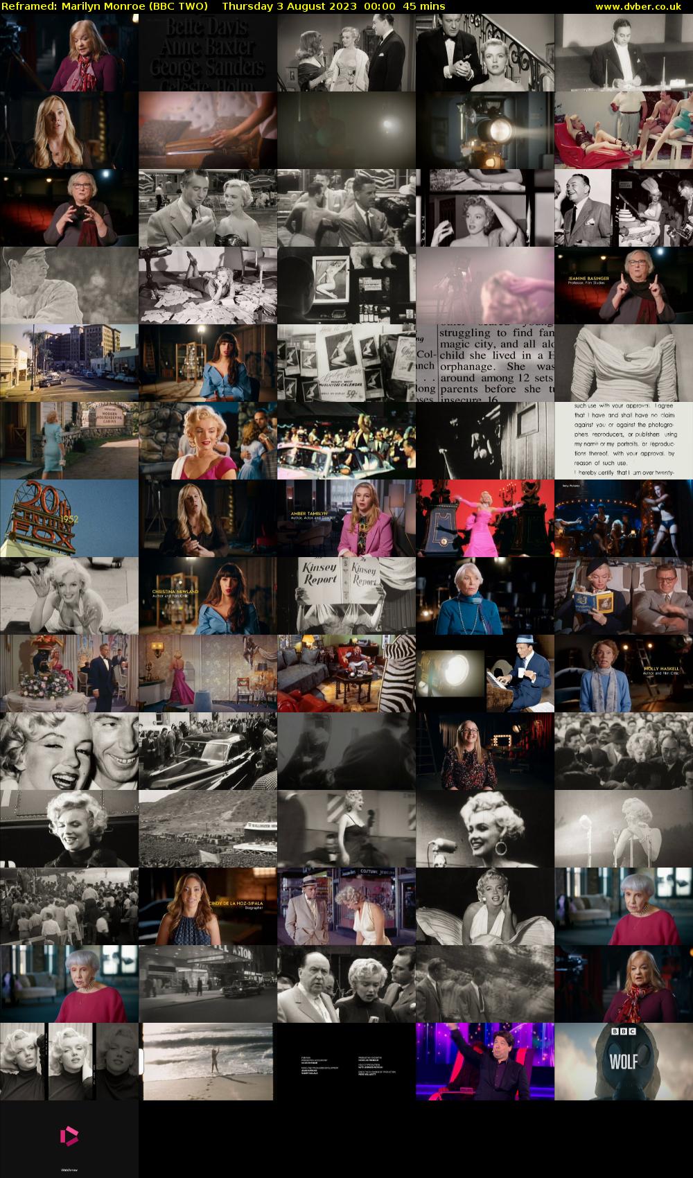Reframed: Marilyn Monroe (BBC TWO) Thursday 3 August 2023 00:00 - 00:45
