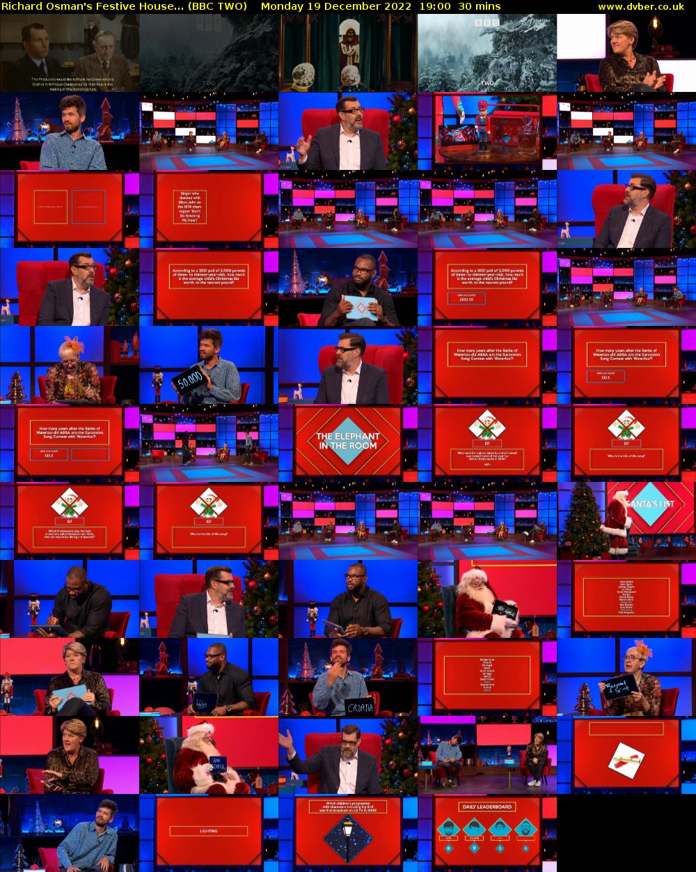 Richard Osman's Festive House... (BBC TWO) Monday 19 December 2022 19:00 - 19:30